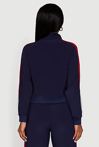 Color Blocked Half Zip Mock Neck Active Top