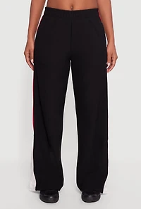 Womens Color Block Snap Button Side Track Pants,
