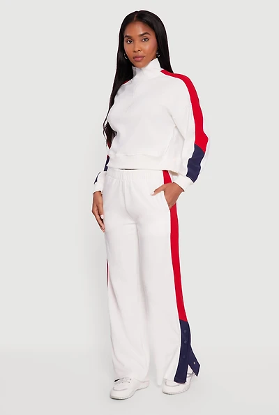 Color Block Snap Button Side Track Pants