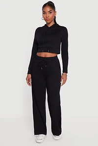 Womens Cropped Long Sleeve Pullover Hoodie,