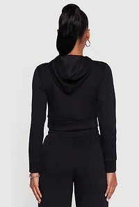 Womens Cropped Long Sleeve Pullover Hoodie,