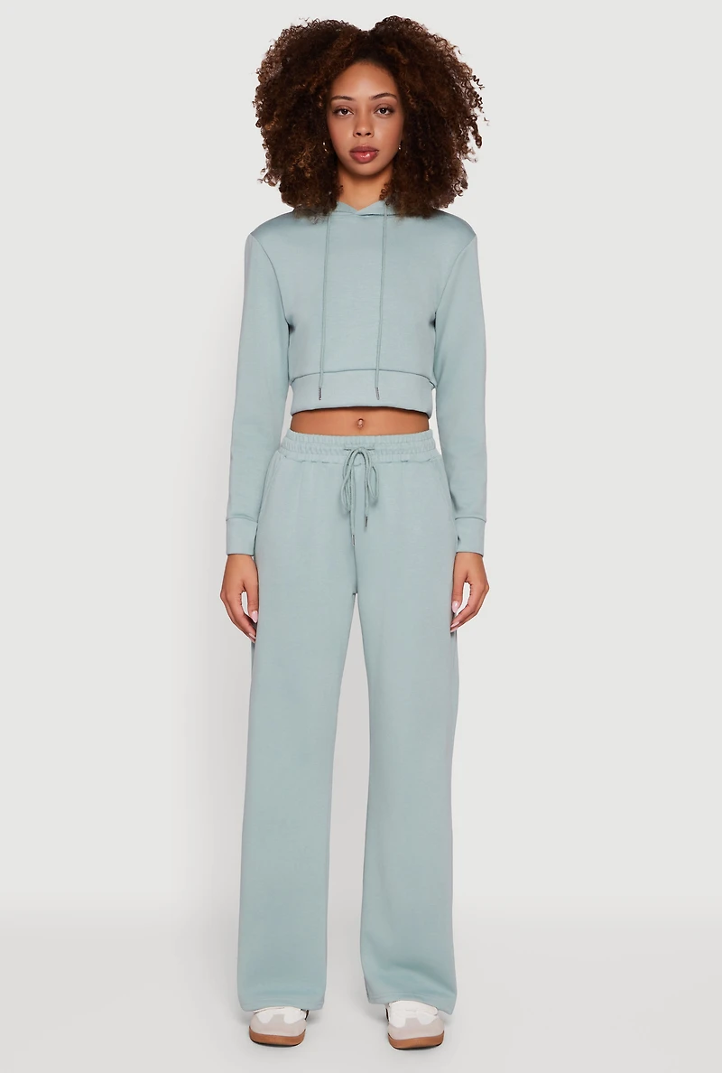 Cropped Long Sleeve Pullover Hoodie