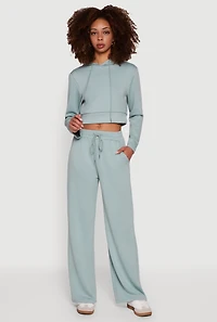 Cropped Long Sleeve Pullover Hoodie