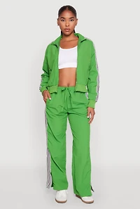 Contrast Trim Slit Hem Track Pants