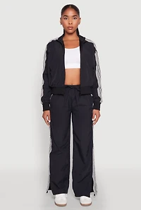 Womens Contrast Trim Mock Neck Track Jacket, S