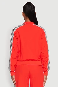 Womens Contrast Trim Mock Neck Track Jacket, Red, Size M