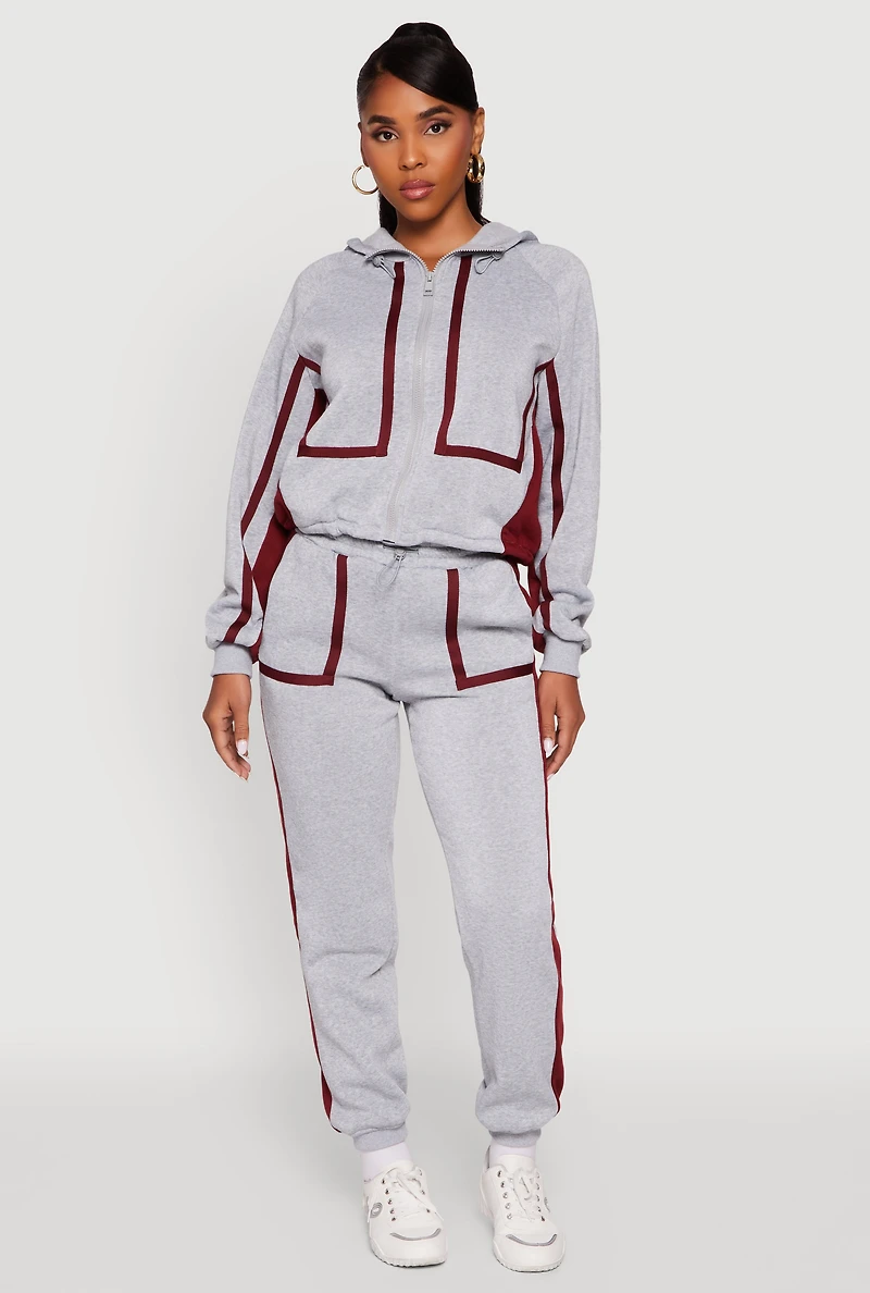 Contrast Trim Toggle Drawstring Waist Sweatpants