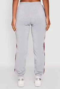 Womens Contrast Trim Toggle Drawstring Waist Sweatpants, Grey,