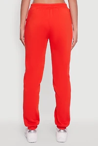 Womens Contrast Trim Toggle Drawstring Waist Sweatpants, Red, Size XL