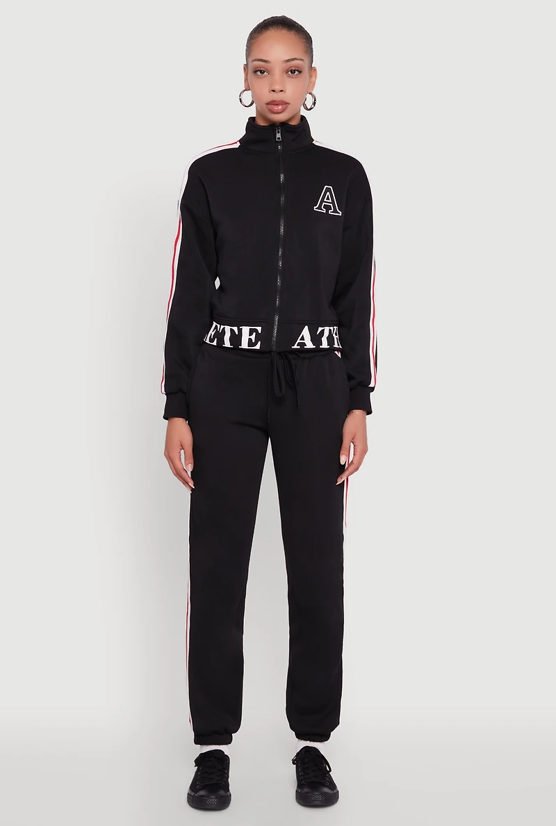 Womens Athlete Graphic Zip Front Sweatshirt,