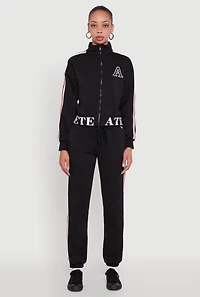 Womens Athlete Graphic Zip Front Sweatshirt,