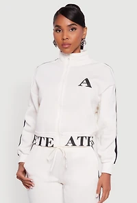 Athlete Graphic Zip Front Sweatshirt