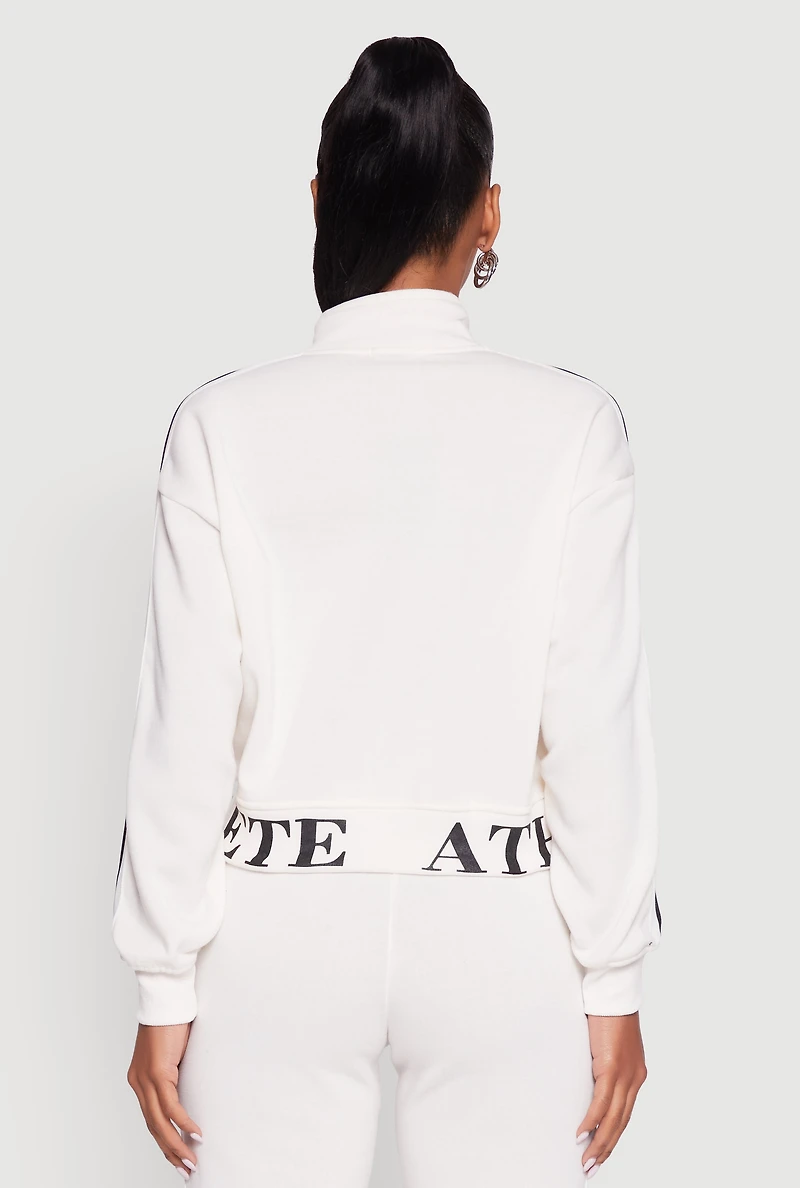 Athlete Graphic Zip Front Sweatshirt