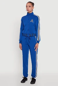 Womens Athlete Graphic Zip Front Sweatshirt, Blue, Size S