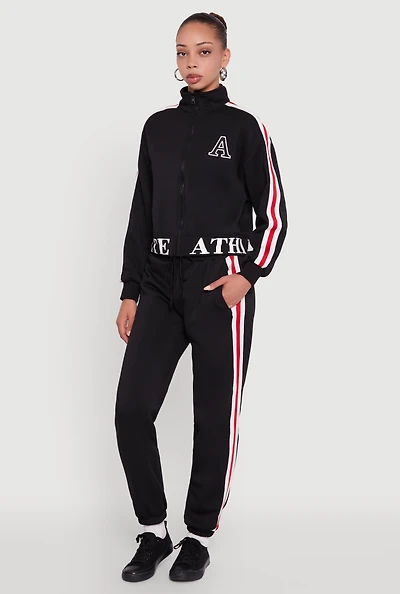 Womens Varsity Stripe Side Drawstring Waist Sweatpants,