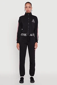 Womens Varsity Stripe Side Drawstring Waist Sweatpants,