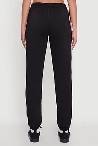 Womens Varsity Stripe Side Drawstring Waist Sweatpants, Black,