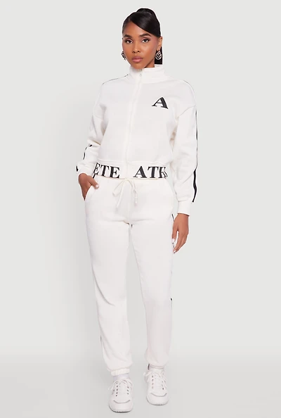 Womens Varsity Stripe Side Drawstring Waist Sweatpants, White, Size XL