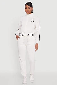 Womens Varsity Stripe Side Drawstring Waist Sweatpants, White,