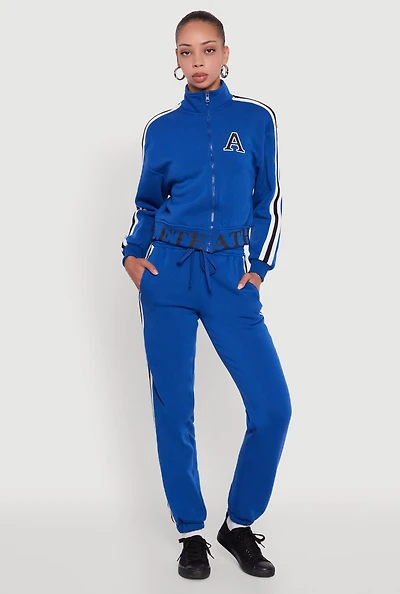 Womens Varsity Stripe Side Drawstring Waist Sweatpants,