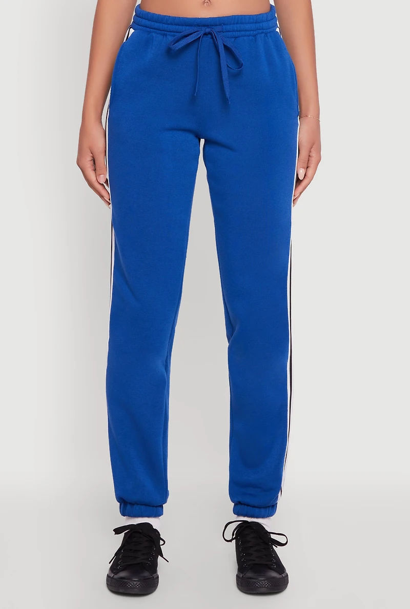Womens Varsity Stripe Side Drawstring Waist Sweatpants, S