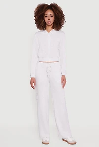 Cropped Long Sleeve Zip Front Hoodie