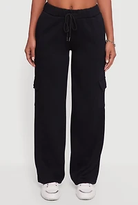 Womens Drawstring Waist Straight Leg Cargo Sweatpants, XL