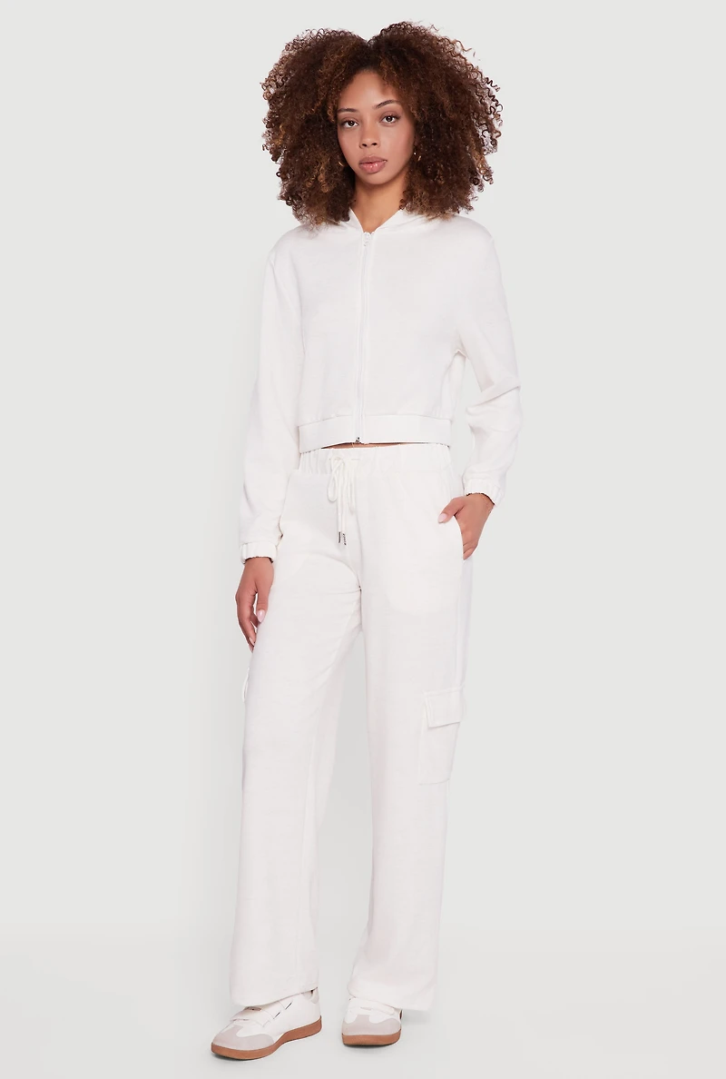 Drawstring Waist Straight Leg Cargo Sweatpants