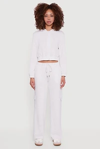 Womens Drawstring Waist Straight Leg Cargo Sweatpants,