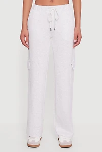 Womens Drawstring Waist Straight Leg Cargo Sweatpants,