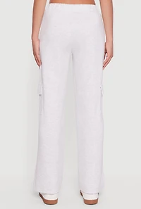 Womens Drawstring Waist Straight Leg Cargo Sweatpants,