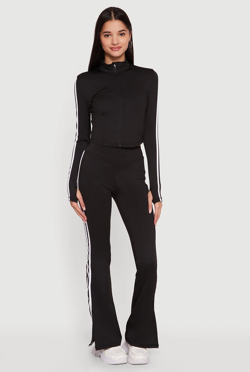 Varsity Stripe Detail Active Jacket with Thumb Holes