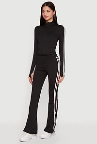 Varsity Stripe Detail Flare Leg Active Pants