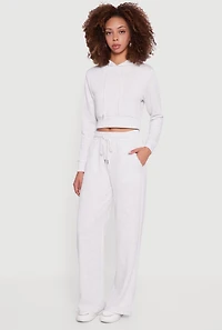 Pull On Drawstring Waist Wide Leg Sweatpants