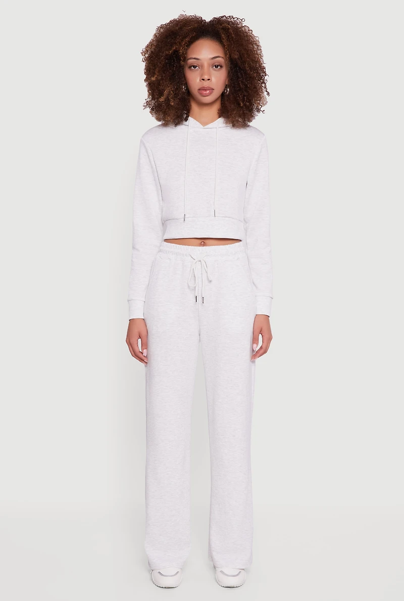 Womens Pull On Drawstring Waist Wide Leg Sweatpants, Grey, Size XL