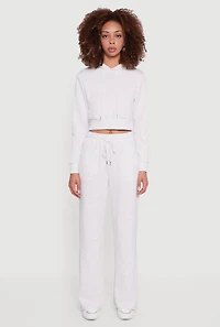 Womens Pull On Drawstring Waist Wide Leg Sweatpants, Grey, Size XL