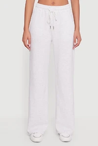 Womens Pull On Drawstring Waist Wide Leg Sweatpants, Grey, Size M
