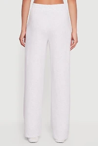 Womens Pull On Drawstring Waist Wide Leg Sweatpants, Grey, Size M