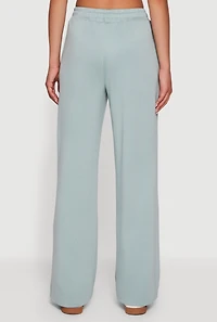 Pull On Drawstring Waist Wide Leg Sweatpants