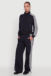 Womens Side Striped Nylon Track Pants,