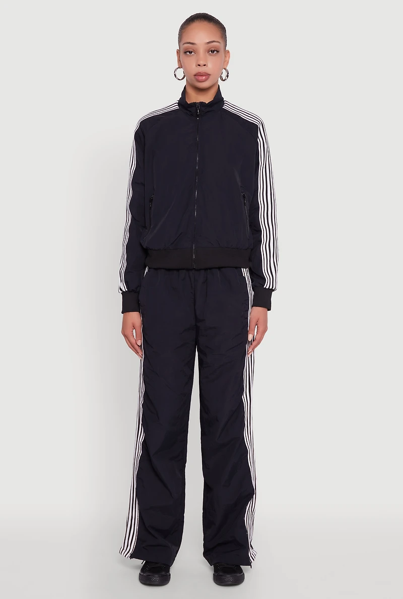 Womens Side Striped Nylon Track Pants,