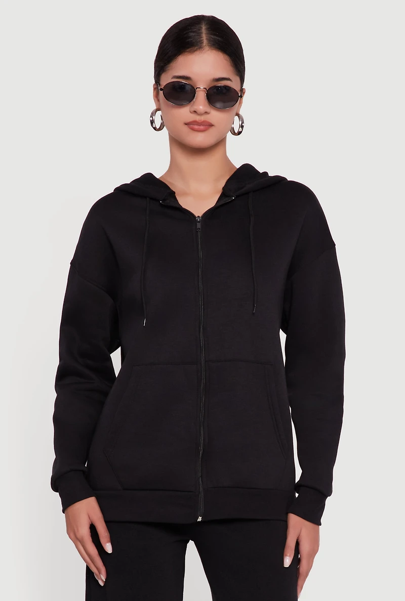 Fleece Lined Hooded Zip Front Sweatshirt