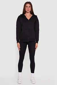 Womens Fleece Lined Hooded Zip Front Sweatshirt, Black, Size XL