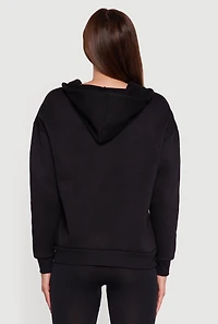 Womens Fleece Lined Hooded Zip Front Sweatshirt, Black, Size XL
