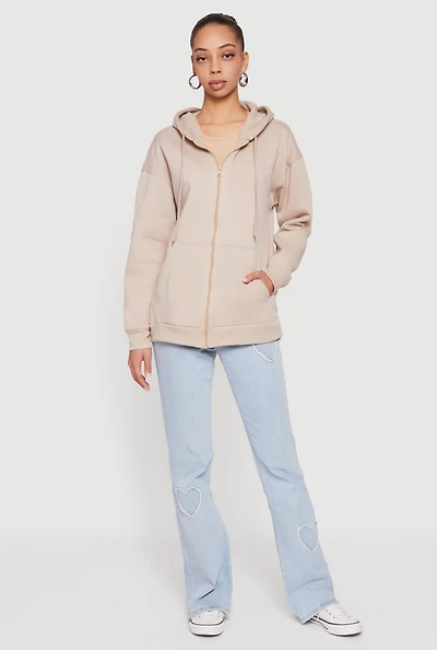 Womens Fleece Lined Hooded Zip Front Sweatshirt,