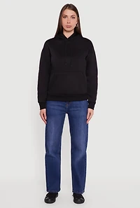 Boxy Kangaroo Pocket Long Sleeve Pullover Hoodie