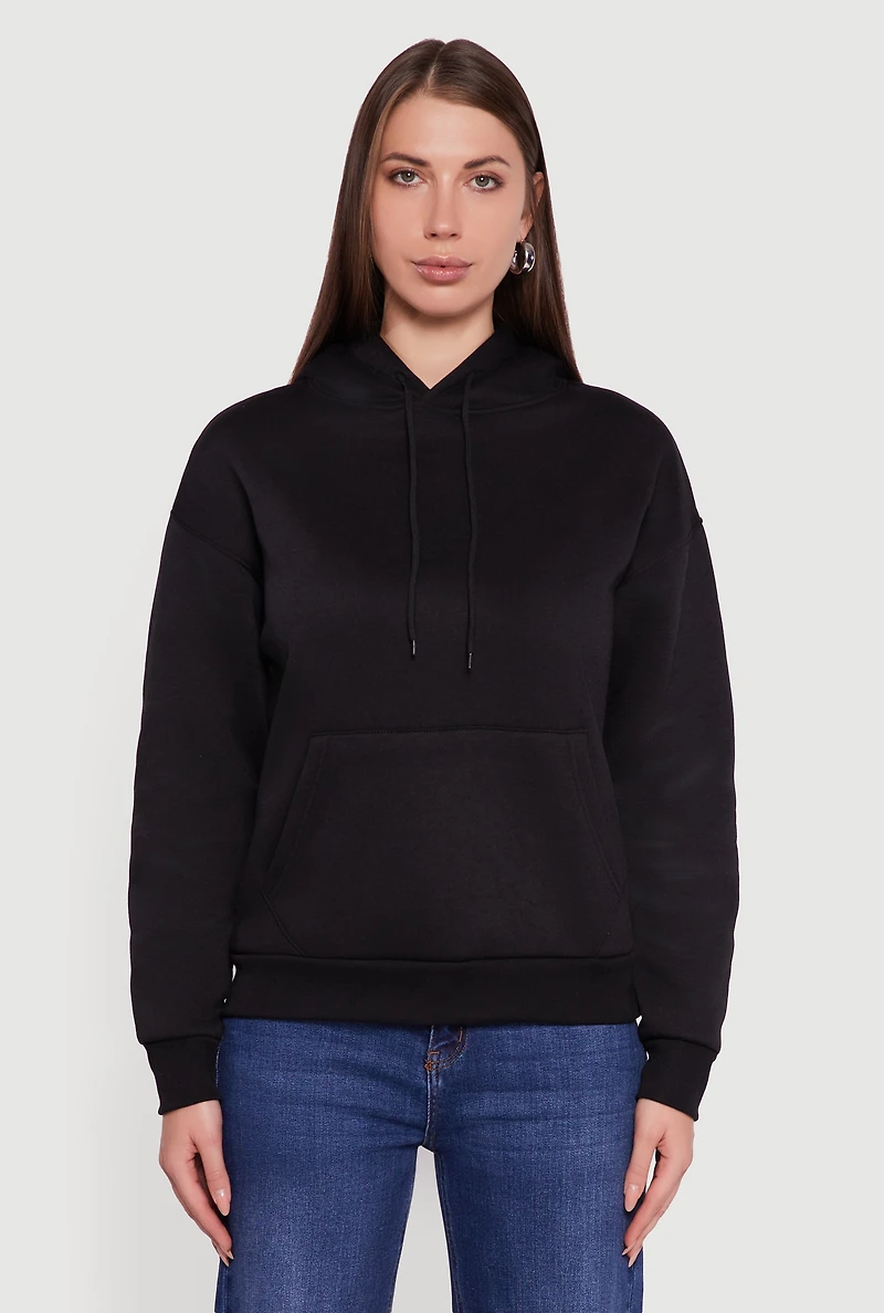 Boxy Kangaroo Pocket Long Sleeve Pullover Hoodie