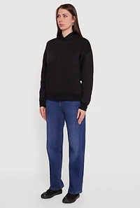 Boxy Kangaroo Pocket Long Sleeve Pullover Hoodie