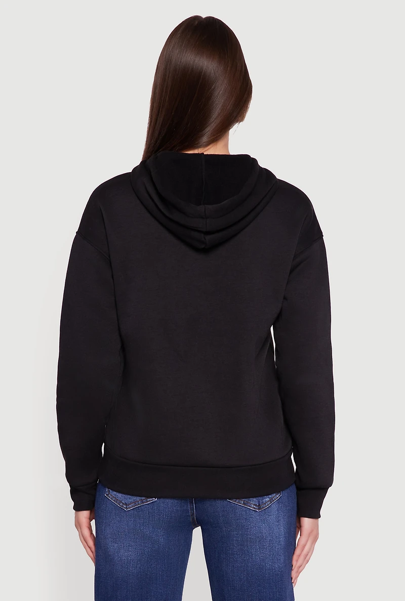 Boxy Kangaroo Pocket Long Sleeve Pullover Hoodie
