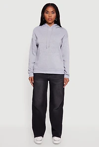 Boxy Kangaroo Pocket Long Sleeve Pullover Hoodie
